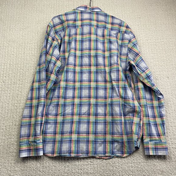 AU NOIR Button Down Shirt Men’s Size 5 Multicolor pride Plaid Flip Cuff Preppy - Picture 11 of 16
